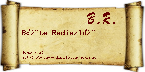Büte Radiszló névjegykártya